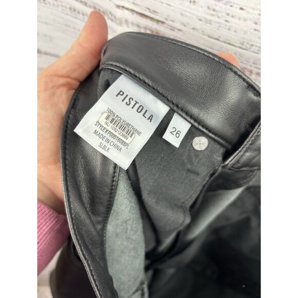 PISTOLA Lennon High Rise Cropped Boot Pant Vegan Faux Leather Size 26 Revolve - Picture 12 of 12